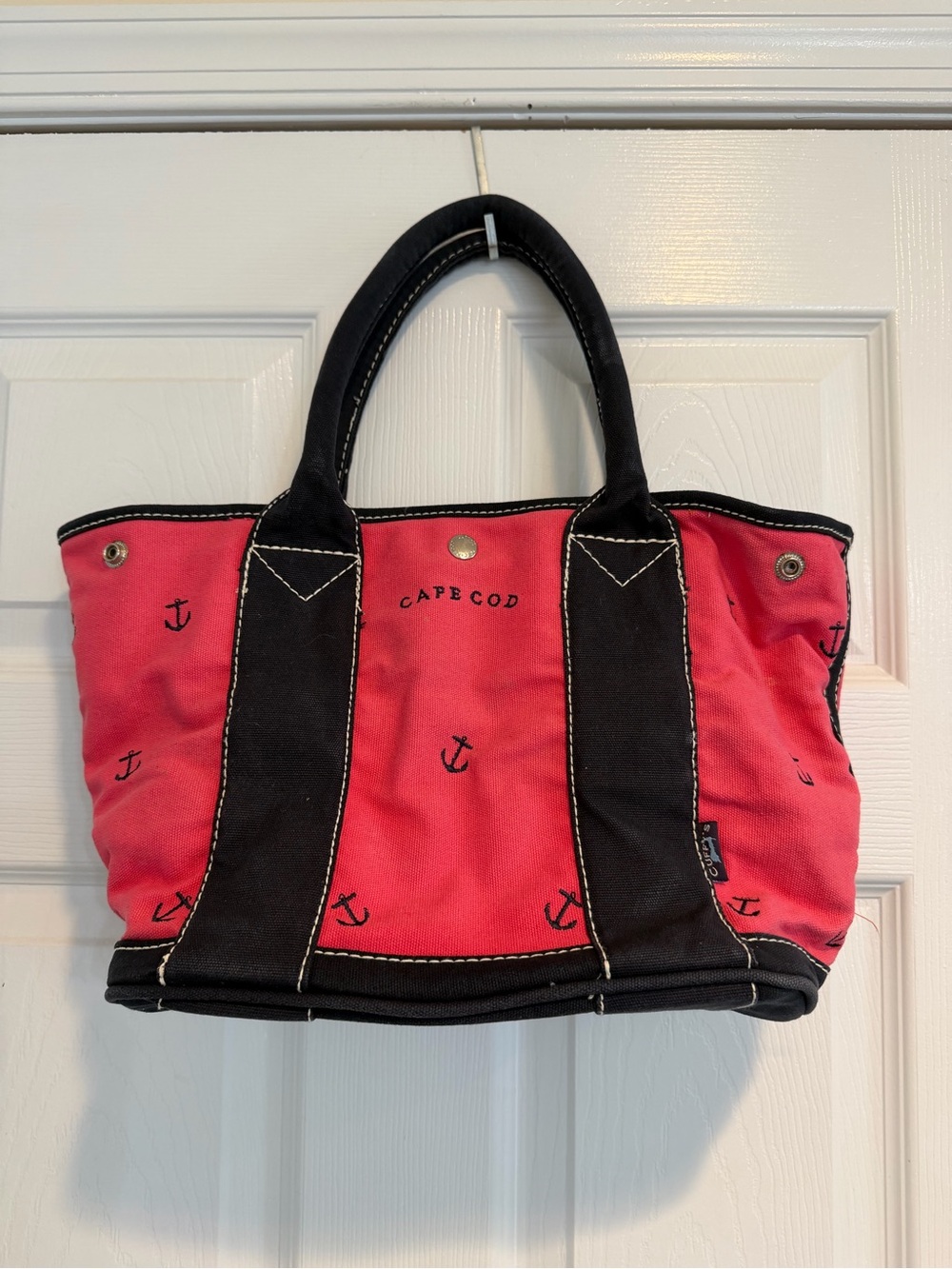 Cape Cod Pink Canvas Tote with Black Trim